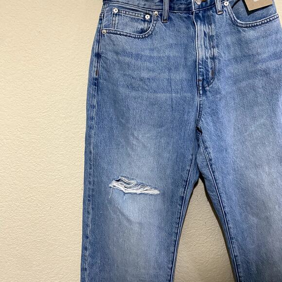 Madewell Jeans Women 27 Blue Curvy 90s Straight Revoir Wash Distressed Raw Hem - Picture 4 of 10